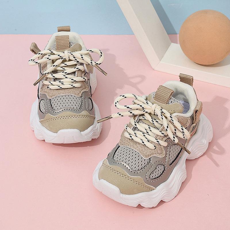 

Children’s Sneakers, Spring/Autumn New Arrival, Girls’ Mesh Breathable Dad Shoes, Boys’ Soft-Soled Casual Baby Shoes 30 бежевий