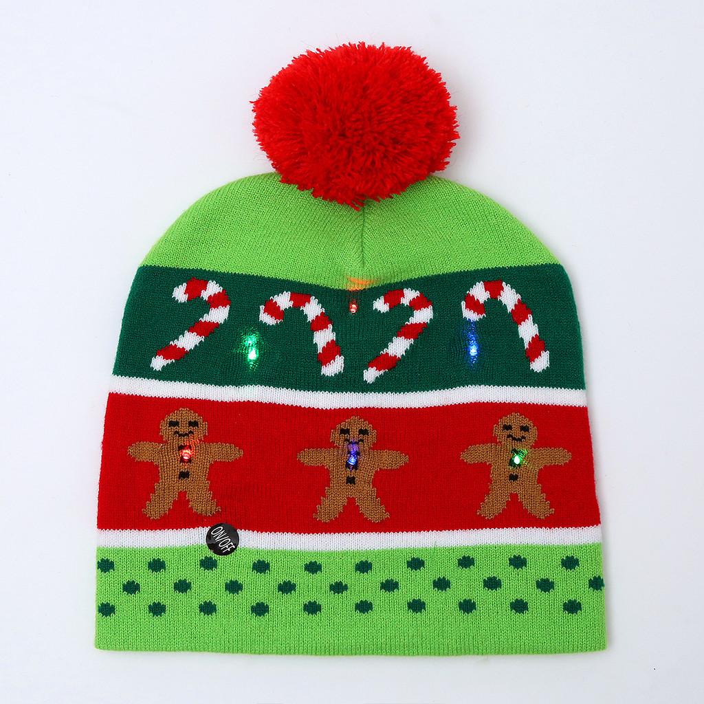 Unique Patterned Christmas Beanie Hat With Bright Led Lights For Winter Cheer