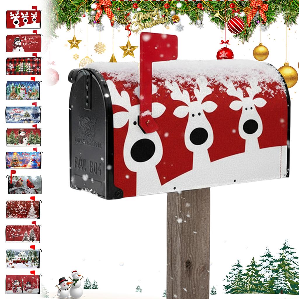 Xmas Mailbox Dust Cover Anti-Scratch Christmas Letter Box Cases Decorative Post Box Cover Wraps for Home Garden Outside Decor