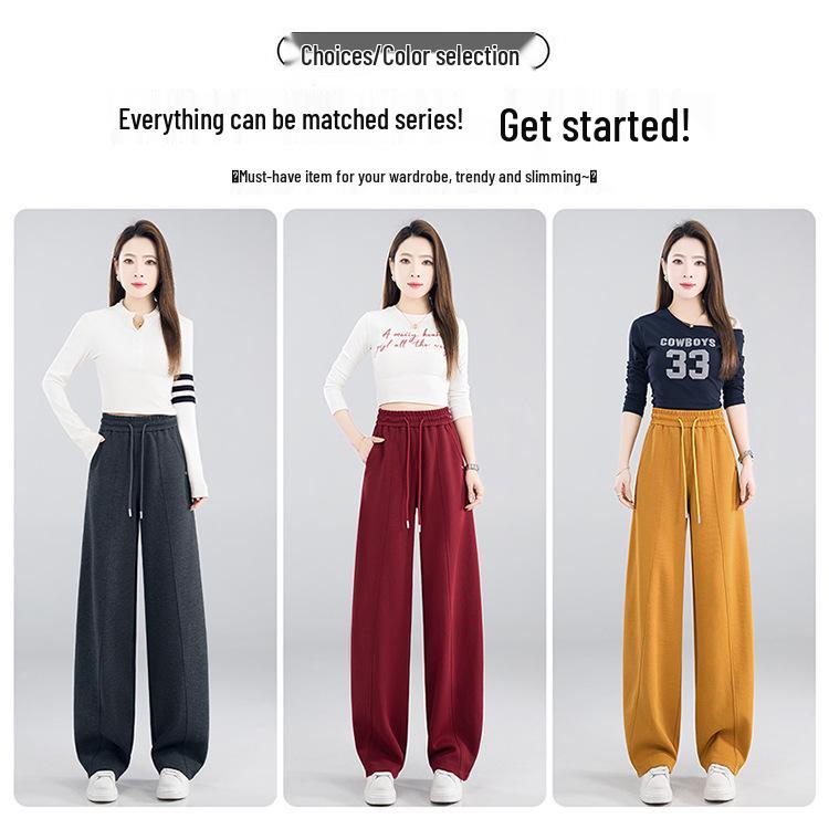 Korean Style High Waist Curved Blade Wide Leg Pants for Women - Spring/Autumn 2026
