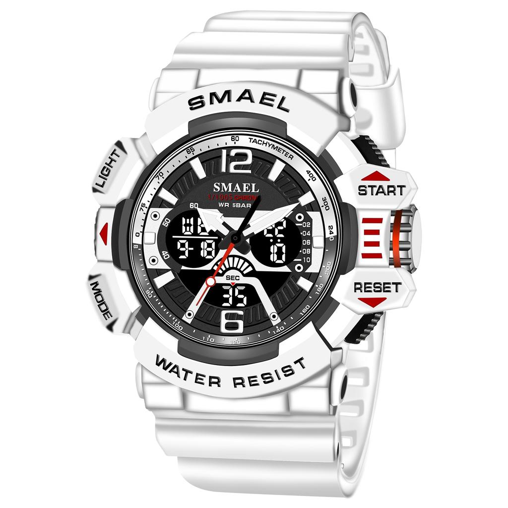 SMAEL Sportovní hodinky Pánské 50M Vodotěsné náramkové hodinky Dual Time Display Multifunkční Sportovní hodiny 8065 Pánské hodinky Digital