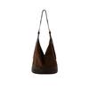 New Vegetable Tanned Matte Leather Collapse Bag Binaural Bucket Bag Women's Large-capacity Versatile Commuter Bag