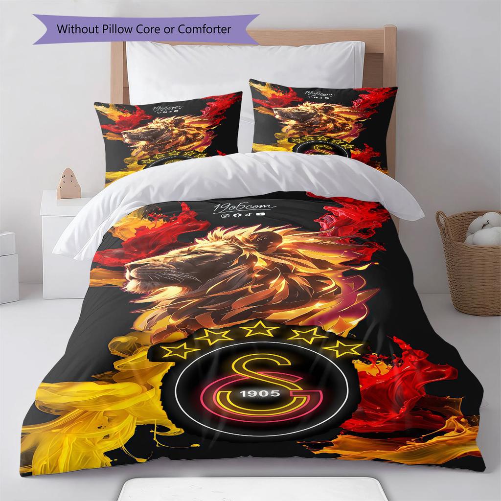 Galatasaray Halo Bedding Quilt Set Quilt Cover Pillowcase Home Decoration Birthday Gift (1 * Duvet Cover + 2 * Pillowcase, Without Core)
