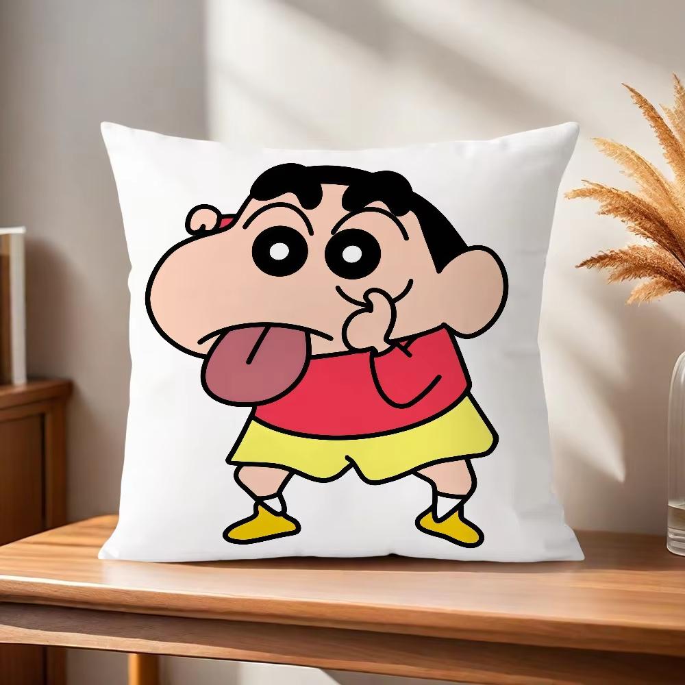 Kawaii Cute Crayon Shin-chan Pillow Cover Decorative Home Double-sided Print Square Pillow Bedroom Room Decoration Pillowcase