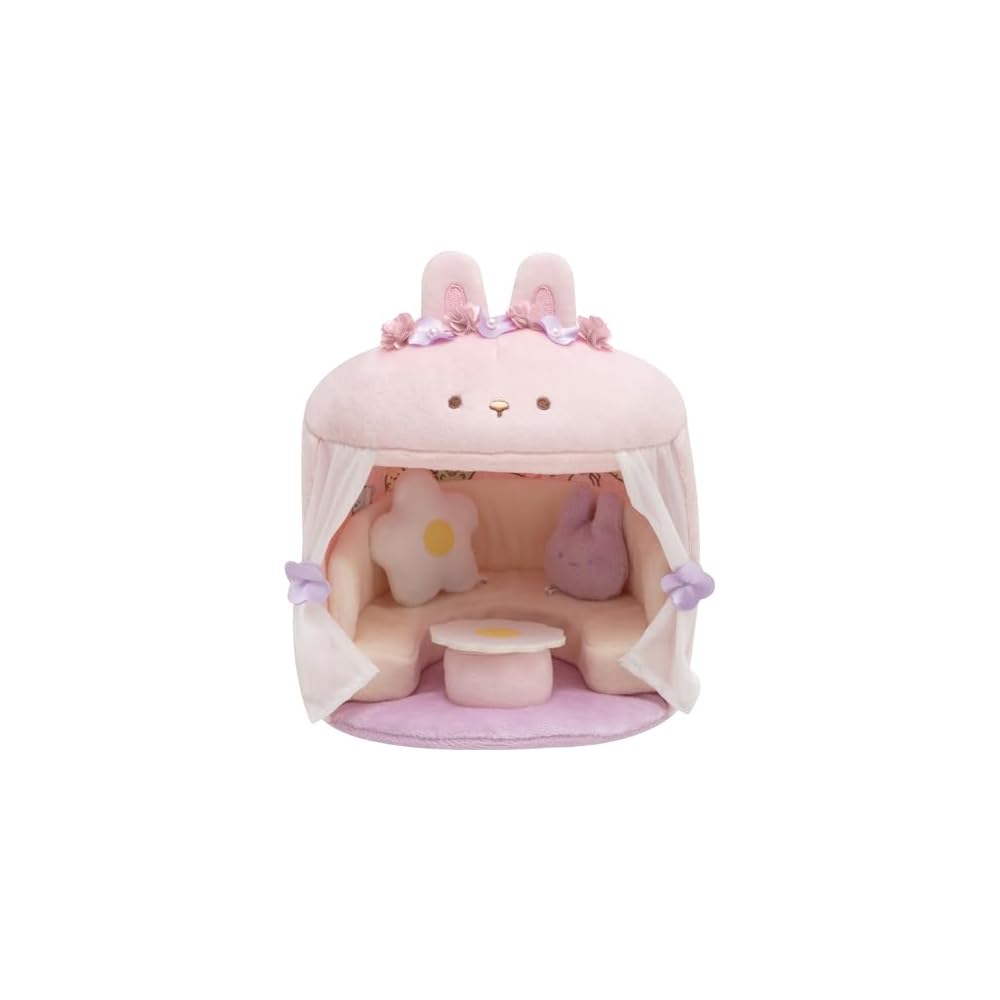 Sumikko Gurashi Collection Plush Toy Mysterious Rabbit Garden Scene Pink Purple White Yellow