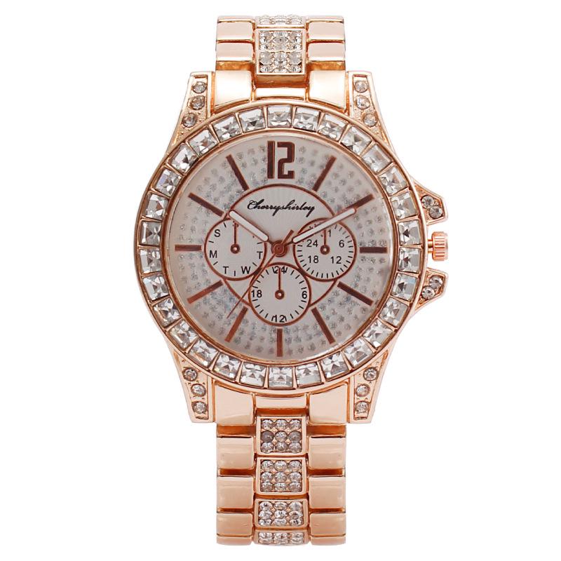 

Роскошные мужские кварцевые часы с дизайном «три глаза», полностью инкрустированные бриллиантами