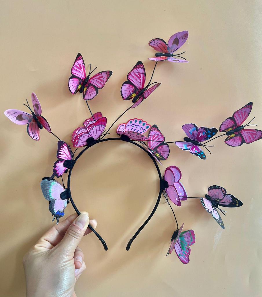 Elegant Korean-Style Bridal Floral Wreath Butterfly Headband