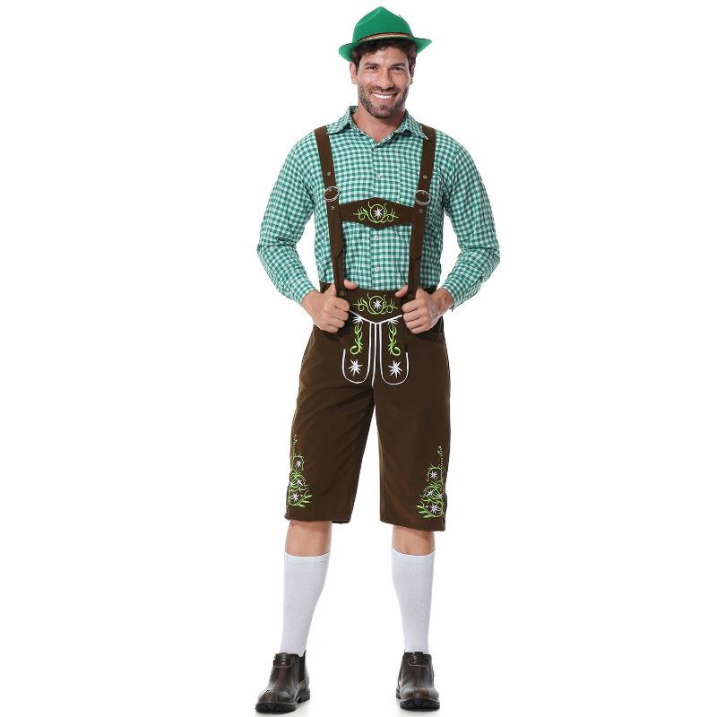 M-XXL Oktoberfest Costume Oktoberfest, Munich, Suspenders, Men's Plaid Suit Beer Party