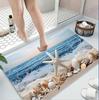 Beach Waves Carpet Mat 3D Shells Starfish Rug Welcome Text Sand Non-Slip Home Decoration Seaside Floor Mats Welcome Mat Door Mat