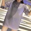 Summer Casual Tops Round Neck Short Sleeve Loose Fit Tee Shirt Glitter Mid-length Pullover Tops Streetwear