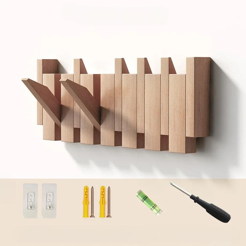 Wooden Coat Hanger No Drill Wall Hook Piano Key Design Clothes Rack for Dressing Room