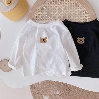 Pure Cotton Long-sleeved T-shirts for Boys and Girls, Spring and Autumn Children's Clothing, Baby Bottoming Shirts for Small and Medium-sized Children