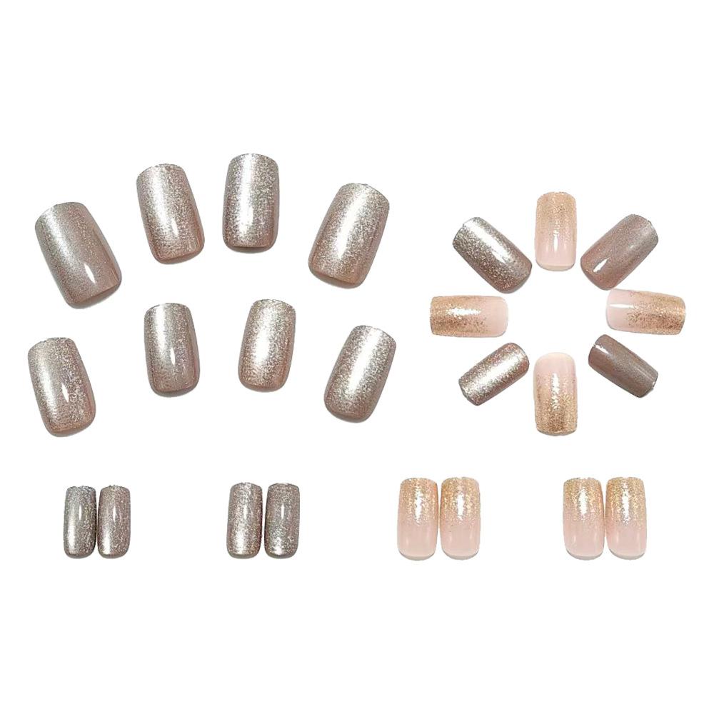 Autumn And Winter New Cat Eye Wearable Nail Art Glitter Medium And Long Nail Art Wearable Fake Nails Manicure