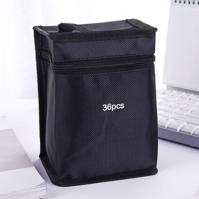 24/36/48Cs Large Capacity Zipper Canvas Pencil Bag Markers Pen Storage Bag Watercolor Pen Stationery Bag