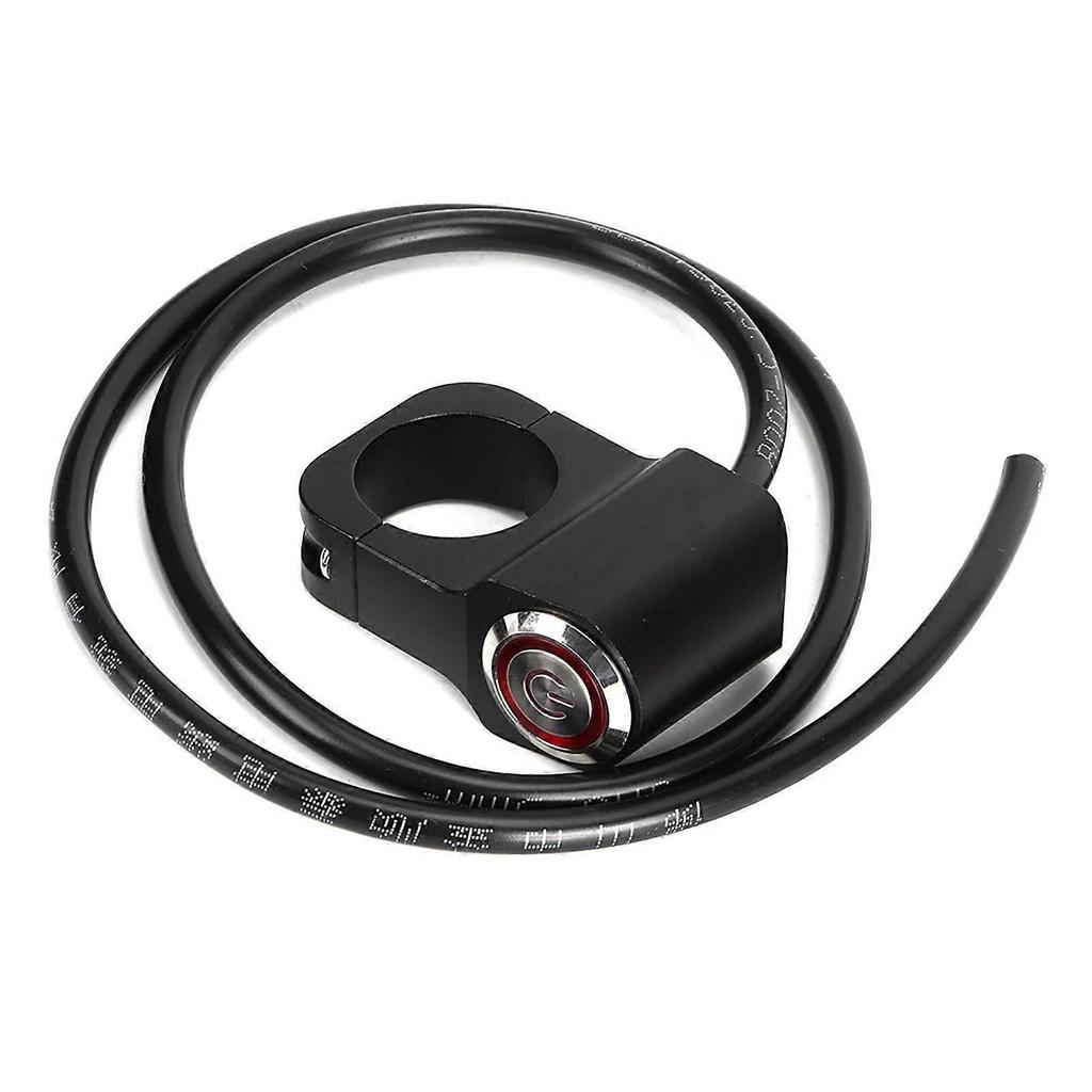 12V 25mm/0.98in Stainless Steel LED Waterproof Handlebar Switch for Motorcycle ATV Black Less