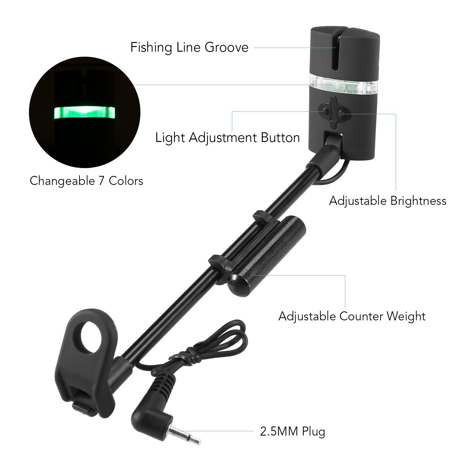 Lixada 4-teiliges LED-Angel-Swinger-Set – Mit 60 G Edelstahlgewichten, 2,5 Mm Stecker, In Tragetasche, Für Karpfenangeln