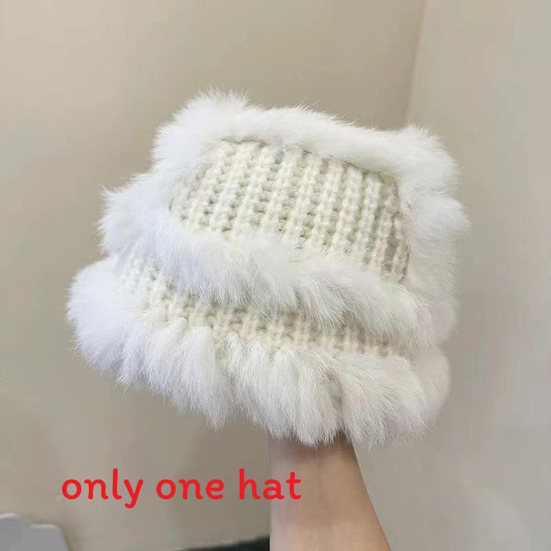 Cartoon Style Wool Beanie With Plush Fur Material And Adjustable Fit For Casual Wear