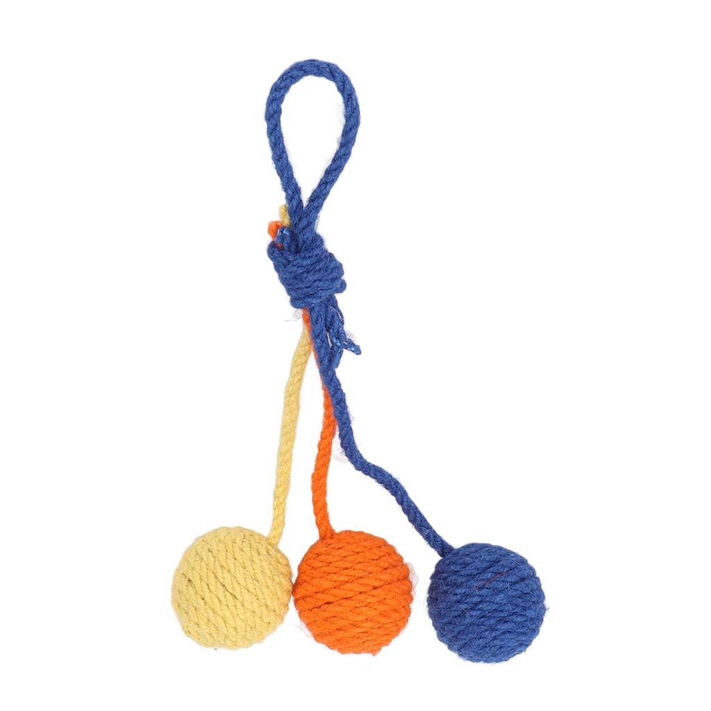 Hanging Cat Sisal Ball Chewable Colorful Interactive Cat Sisal Rope Ball Toy for Pet Indoor Red