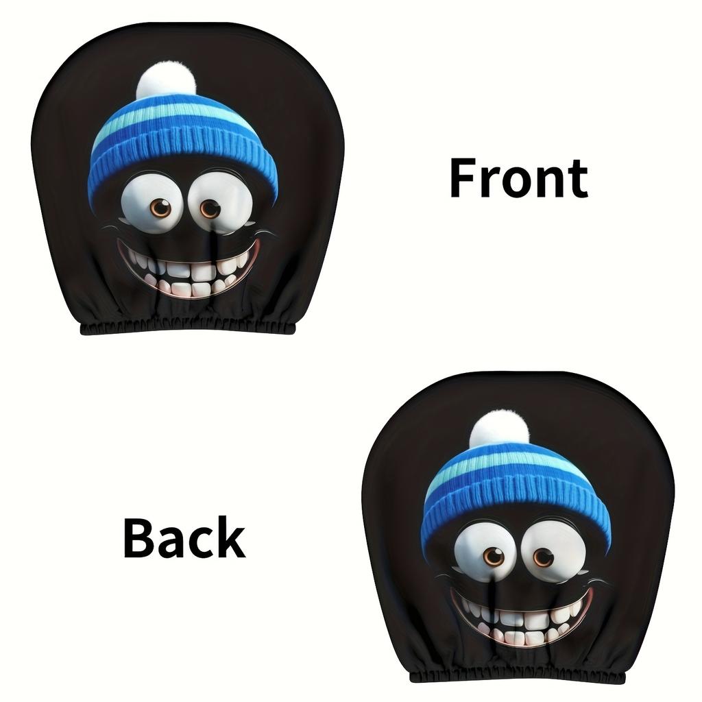 2pcs Cartoon Character Headrest Covers, Fit for Sedans and Trucks - Perfect Halloween/Christmas Gift and Decor Accessory, Cute Seat Headrest Covers