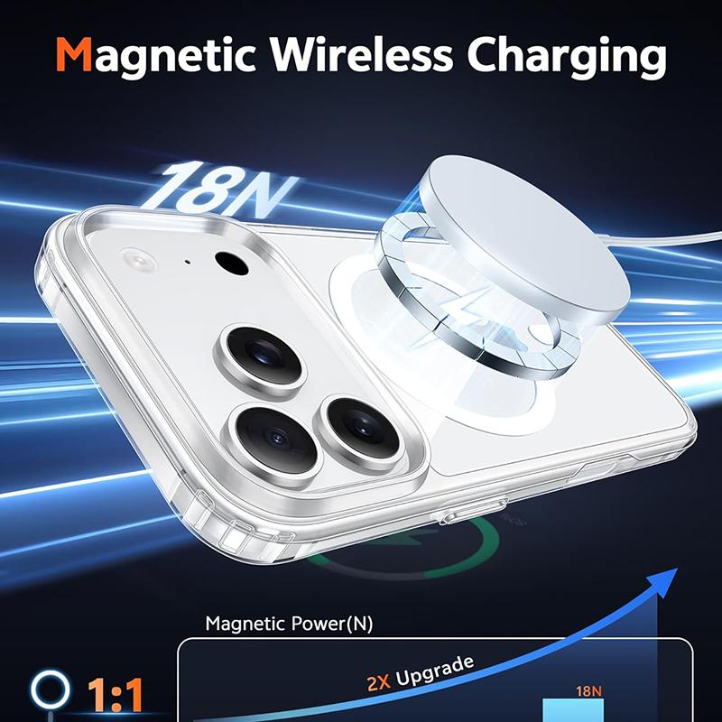 Shockproof Clear Acrylic  Magnetic Case For For Iphone 17 Air 17 Pro Max Wireless Charge Back Cover Case for For Iphone 17ProMax