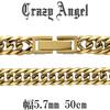 Crazy Angel Men's Surgical Stainless Steel Gold-Tone 6-Sided Double Curb Chain, 5.7mm Wide, 50cm