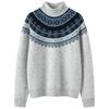 Women's Fair Isle High Neck Cashmere Pullover Sweater - Old Money Style.