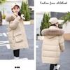 Barns mellanlång dunjacka för flickor Tjock vit ankdun i koreansk stil varm studentkappa