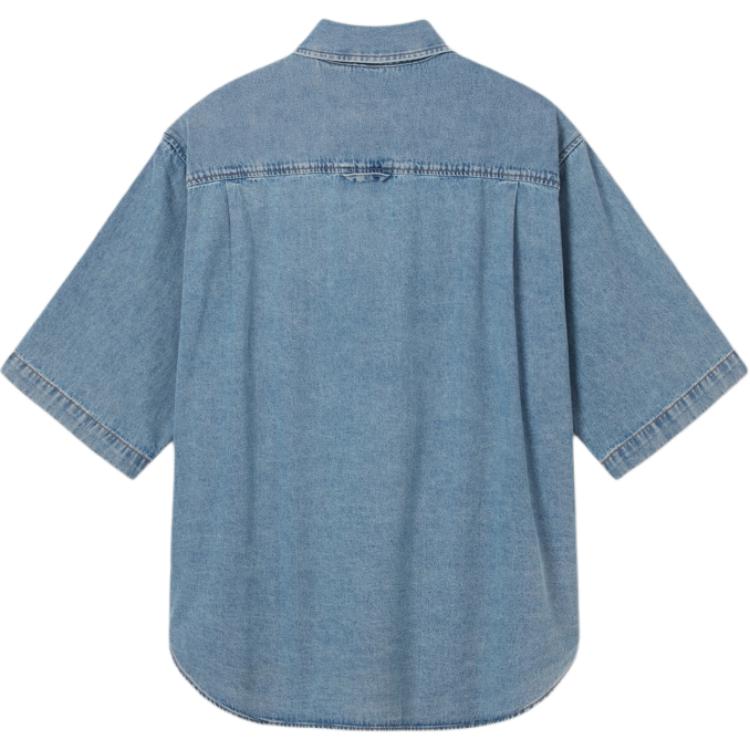 Levis Cool Series Loose Comfortable Versatile Polo Denim Short Sleeve Shirt Men Shirts Blue 002WR-0001