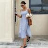 Women's Sleeveless Square Neck Striped Midi Dress