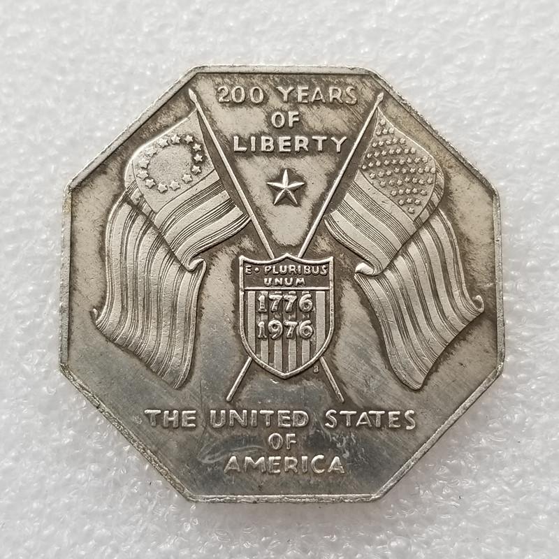 Antique French Octagonal Silver-Plated Commemorative Coin #2053 No