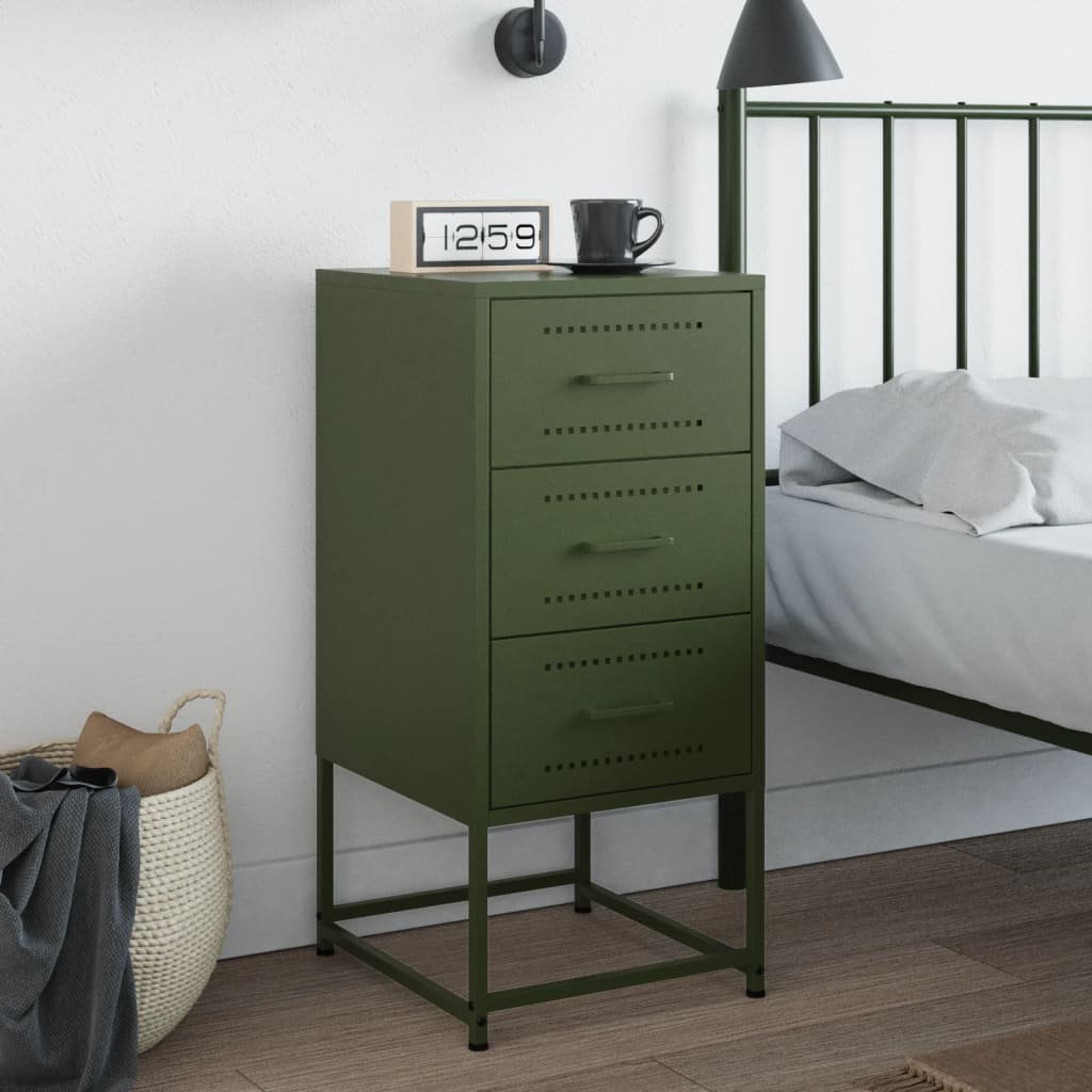 Nightstand Olive Green 36 X 39 X 78 Cm Steel