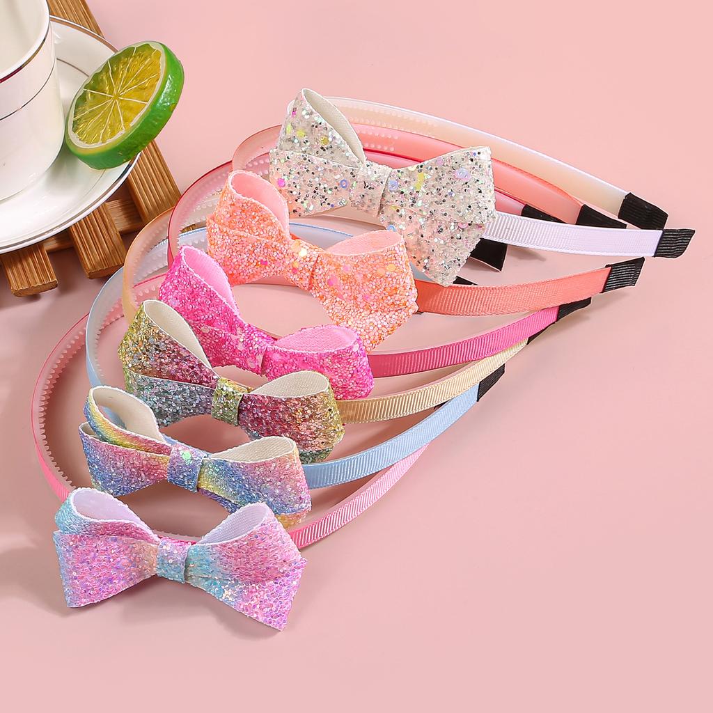 6/12pcs Glitter Hair Bows Headbands for Girls Kids Girls Plastic Teeth Hairbands Sparkly Bows Headband Children Hair Aceessories