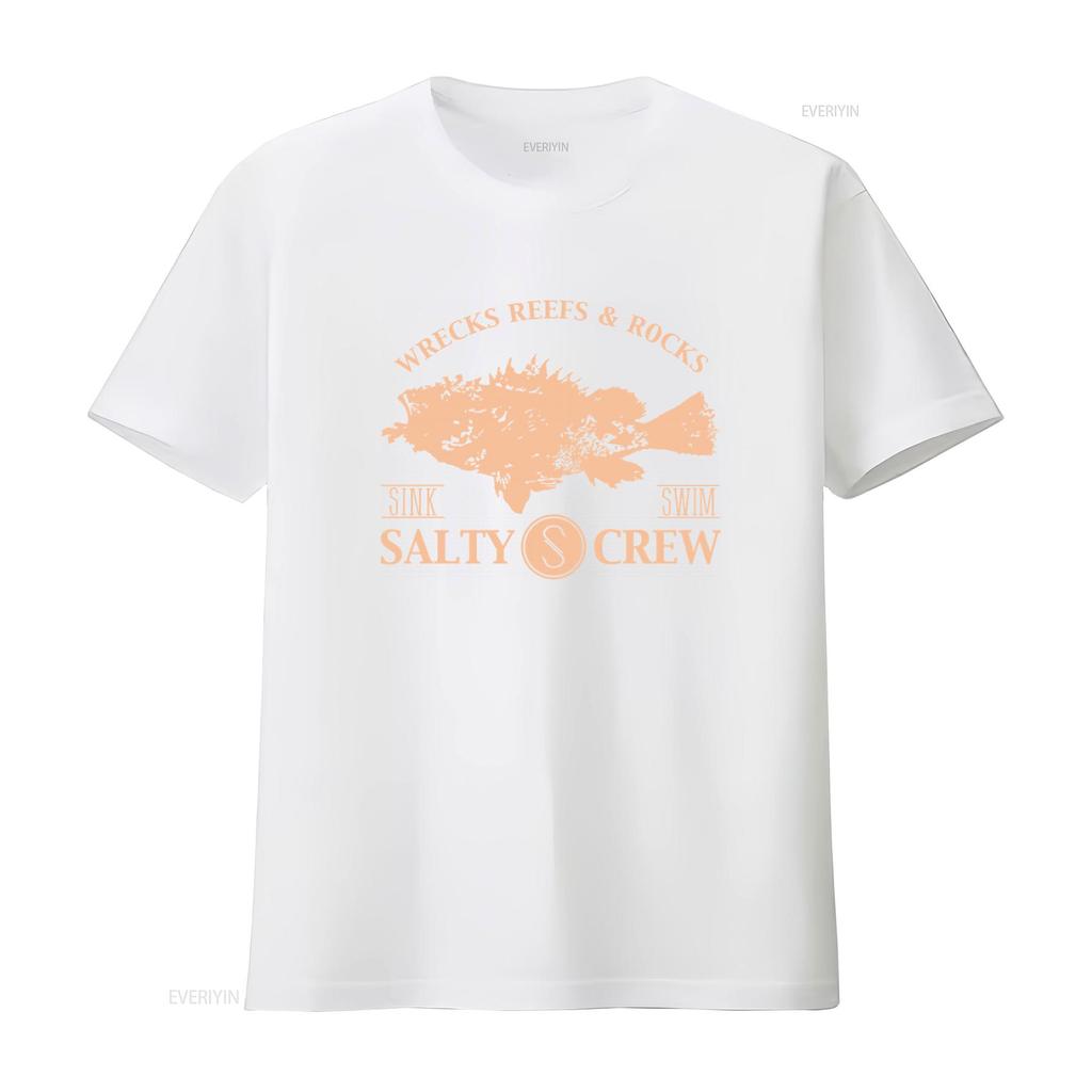 Pánské tričko Salty Crew Malé Černé 100% Bavlna Velká Ryba Vraky Útesy Skály Potopení Plavání Design vintage Vyprané Stylové Lehce