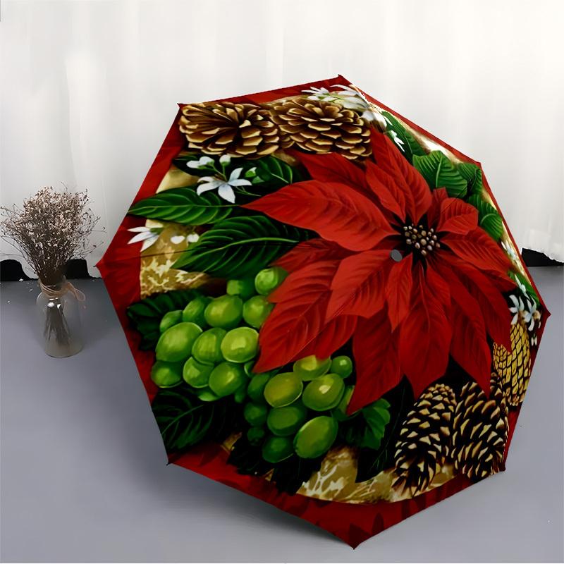 1pc Christmas Decorations Automatic Umbrella 8-Bone Design Compact Gear for Outdoor Travel, Perfect Holiday Gift  Y250827017