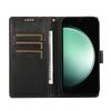 For Samsung Galaxy S25 FE Phone Case Line Imprint Leather Wallet Cover with Wrist Strap