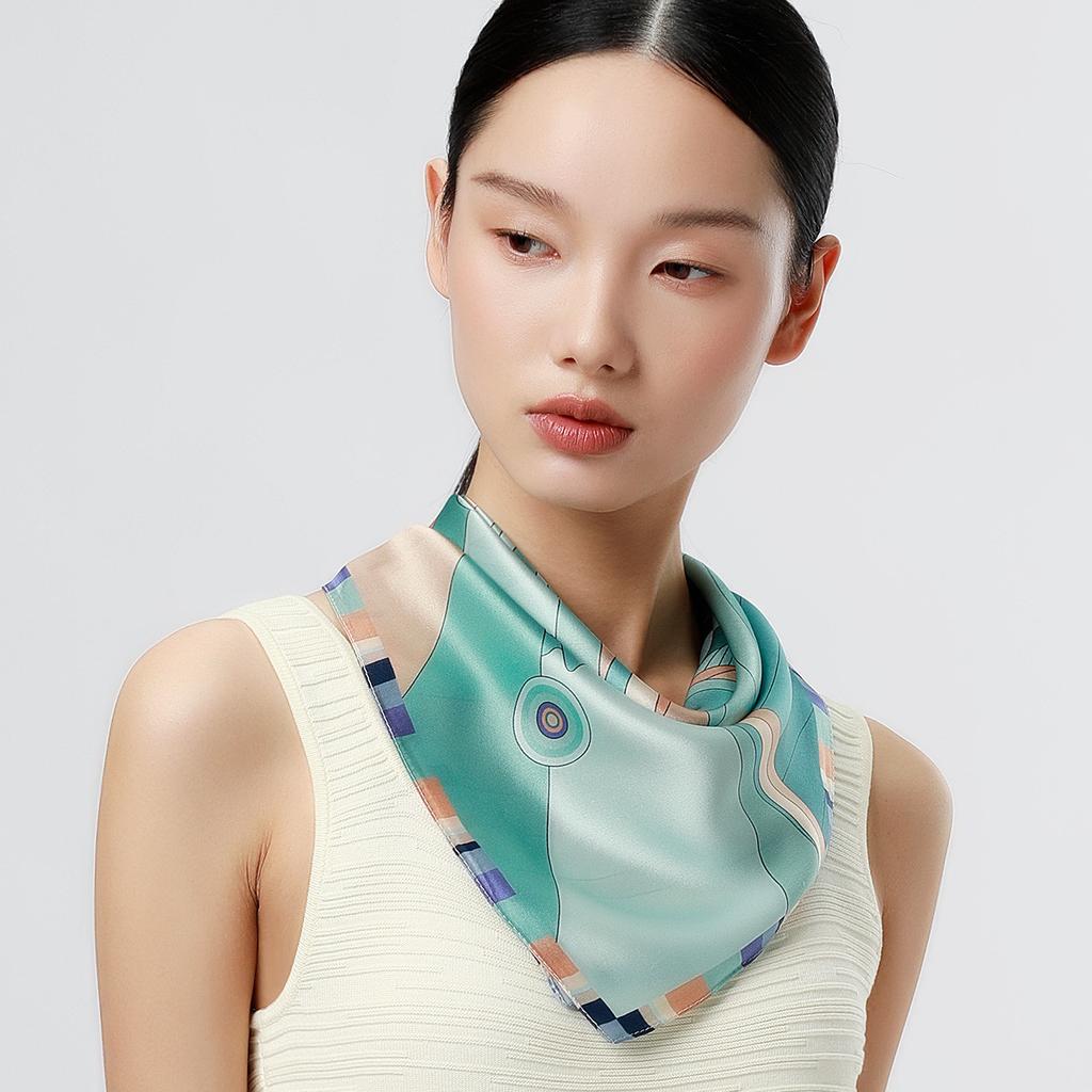 100% Mulberry Silk Classic Fashion Square Scarf for Women