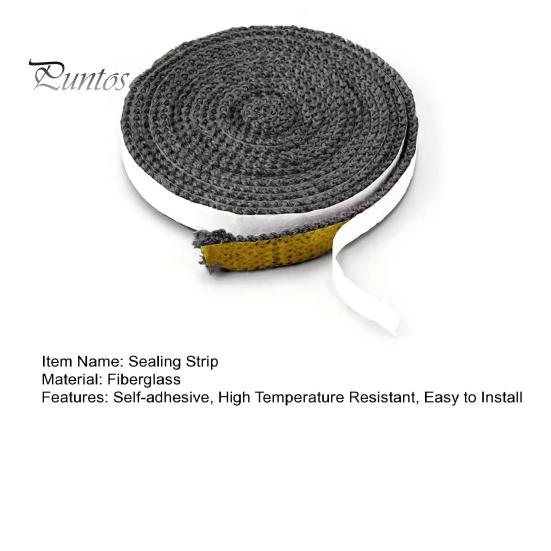10/12/15MM x 2M Fiberglas-Kamintür-Dichtungsstreifen, selbstklebendes Hochtemperatur-Holzofentür-Ersatz-Flachdichtungsseilband