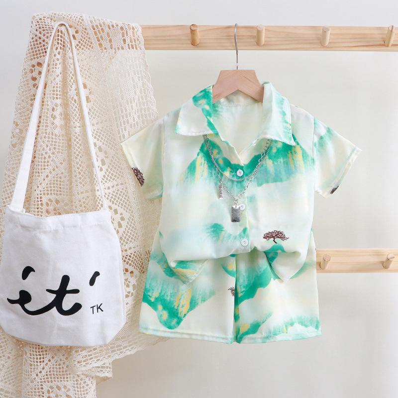 Children's Summer Suit Boys' Summer Suit Baby's Short Sleeved Shorts T-shirt Loose Shirt Trendy Children's Clothing