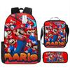 New Super Mario Trend Backpack Retro Mario Schoolbag 3-Piece Set with Pencil Case