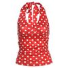New Polka Dots Halter Neck Tank Tops Women Sexy Low-Neck Vest Slim Fit Off Shoulders Backless Short Tops Street Fashion Sexy Ruched Elegant Outfits