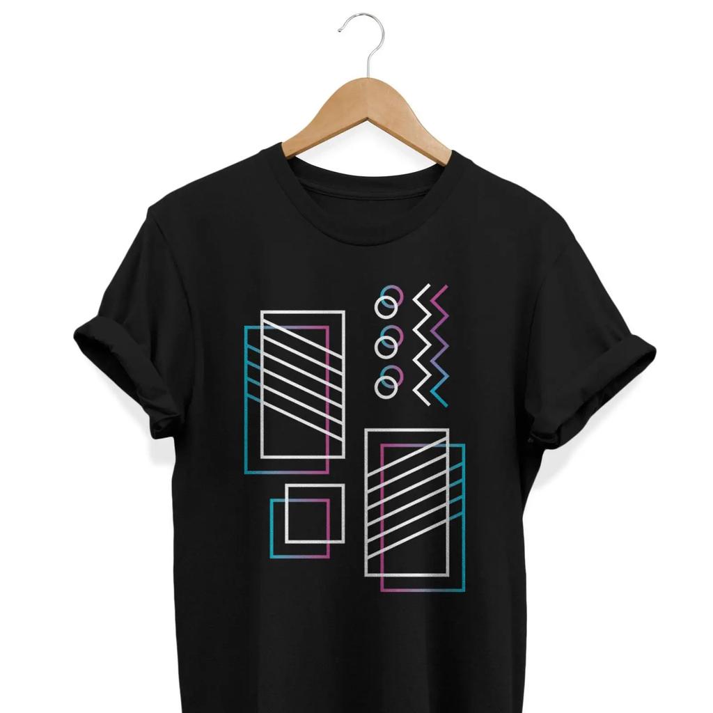90s Abstract T Shirt Geometric Neon Art Fashion Streetwear Vintage Graphic Fashion Casual Comfortable Homme Versatile