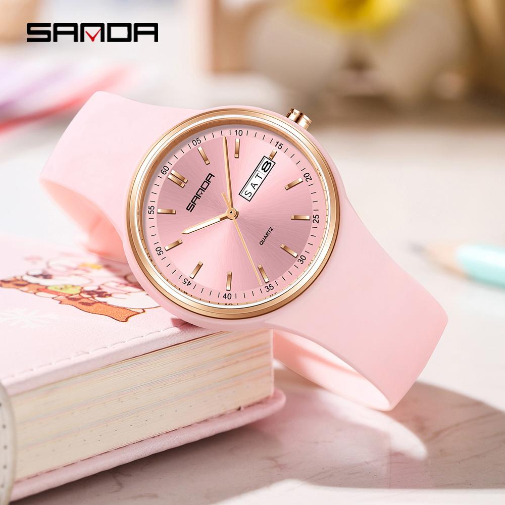 SANDA Top 6213 Male and Female Student Watches Casual Simple Dual Calendar Fashion Male and Female Student Quartz Watches