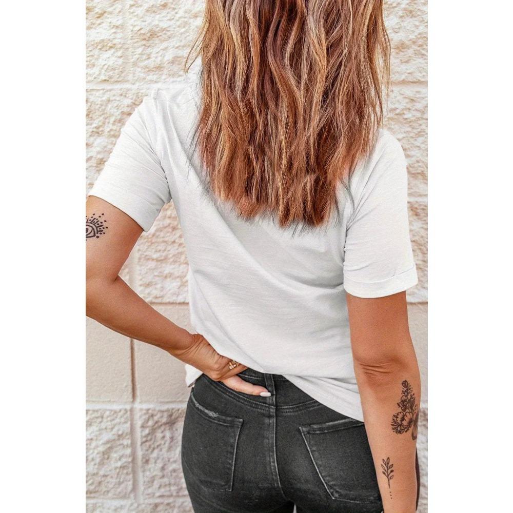 Kurzärmeliges lässiges T-Shirt mit Eiffel-Turm-Print, Rundhalsausschnitt, für Sommer Frühling Damen Ästhetische Kleidung