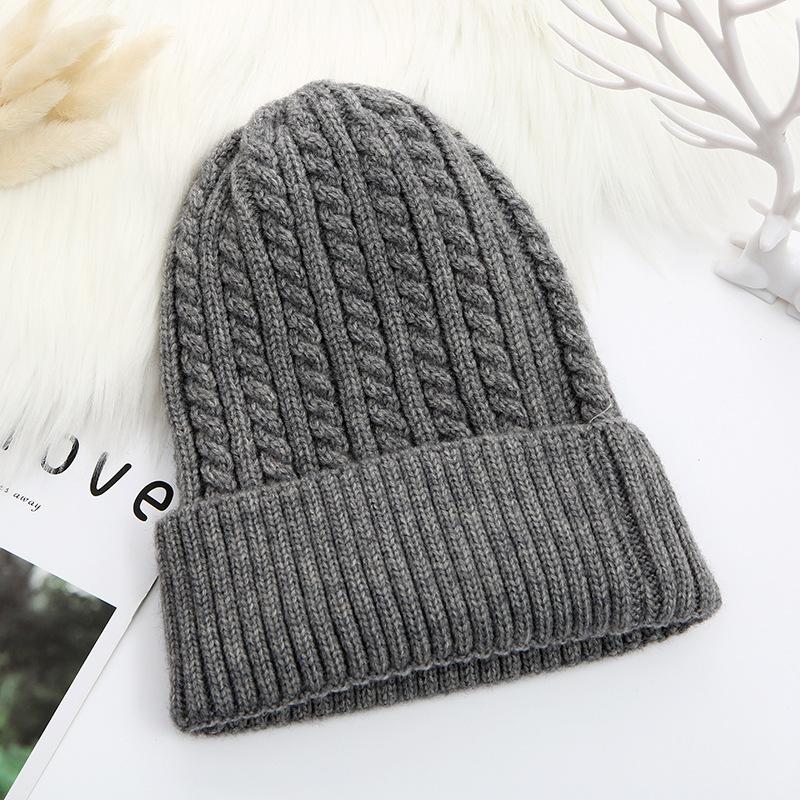 Winter Solid Color Knitted Warm Hat Knitted Women's Hat