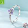 Yinziyun Purple Flower Open Ring for Women – Elegant 925 Sterling Silver Jewelry