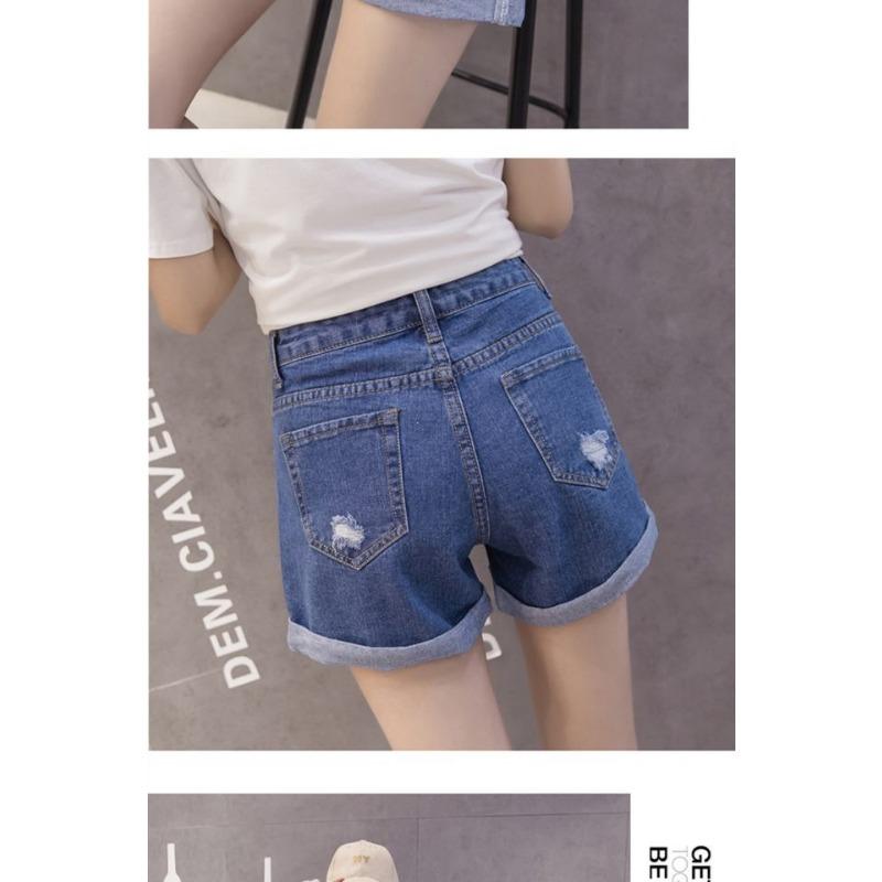 High-waisted Ribbed Denim Shorts Women's Summer Fur Baggy All-match Student Wide Leg Hot Pants