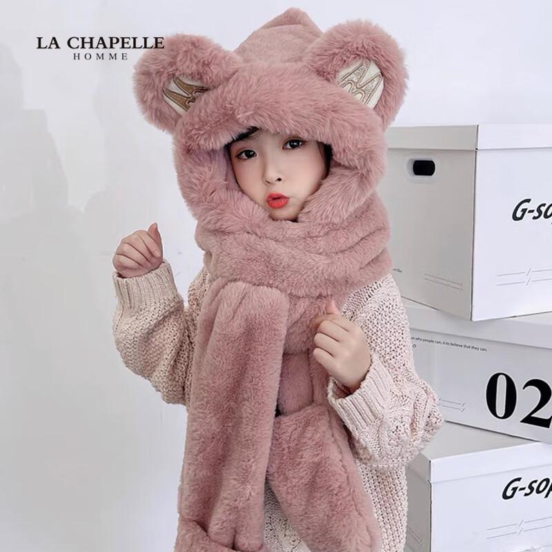 LA CHAPELLE HOMME Kids & Parent Winter Hat, Scarf, Gloves Set M (Ages 3-10)