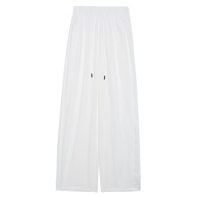 White Women's Wide-Leg Quick-Dry Ice Silk Pants