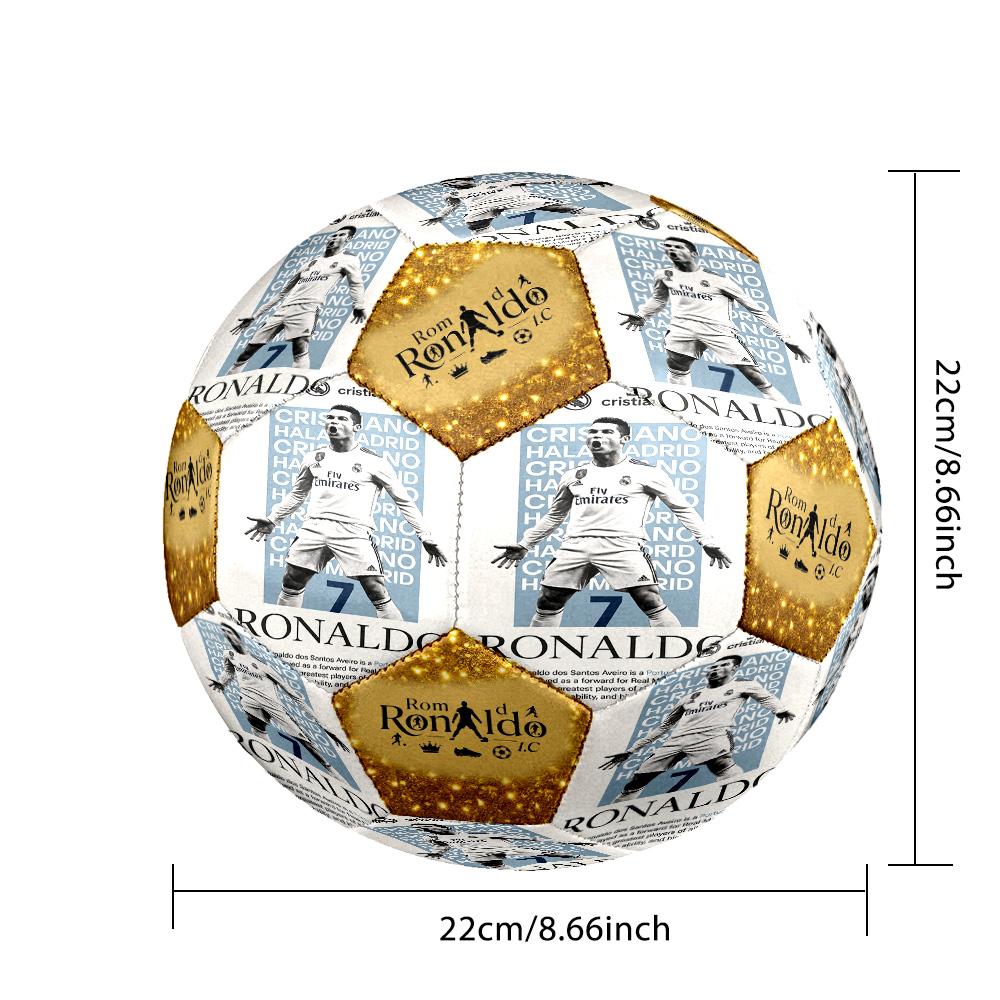 Ronaldo's Golden Number Seven Size 5 Football Machine Sewn Indoor/Outdoor Universal Football Unique Gift for Soccer Lovers Birthday/Christmas Wedding 