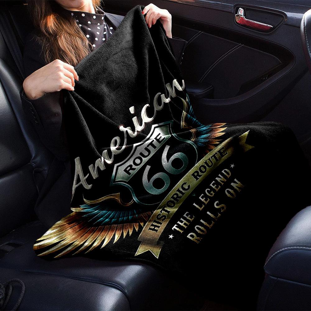 1pc American Route 66 Soft Flannel All Season Throw for Home, Office, Outdoor UseDurable Comfort Soft Warm Throw for Home